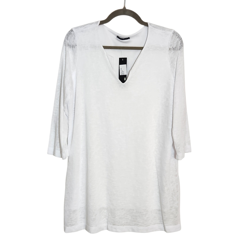 Nally & Millie White Slub Knit Tunic Tee Size XL NWT